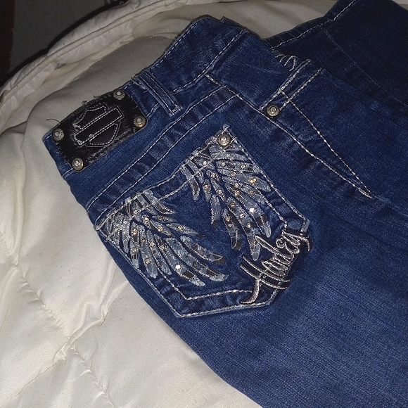 harley-davidson blue jeans size 4 (wings) women's brand new. - Picture 3 of 5